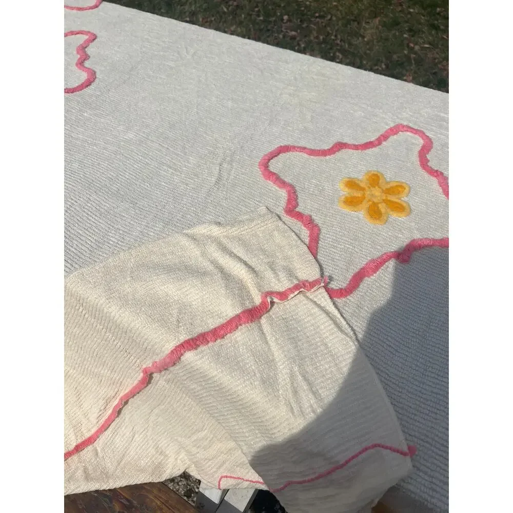 Vintage Chenille Bedspread Full Tufted Bedding Floral Cottagecore MCM - Picture 9 of 12